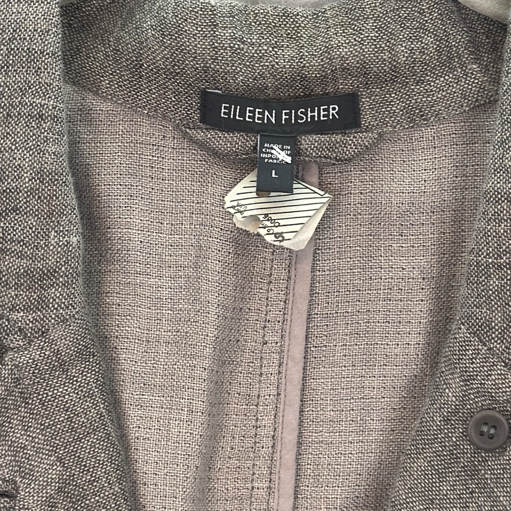 Eileen Fisher -women’s washed Grey 100% linen blazer light jacket relaxed fit L - Picture 2 of 8